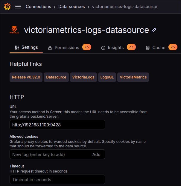 Victoria Logs datasource